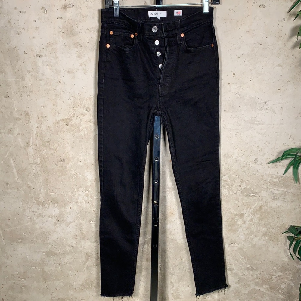 Re/Done Comfort Stretch High Rise Ankle Crop In Black